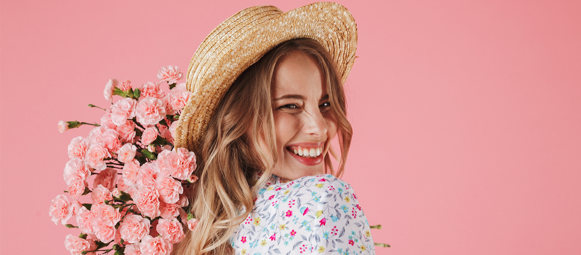 bride smiling with bright teeth on her summer wedding day