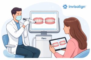 Dentist using an iTero scanner to create a digital scan for an Invisalign consultation in Syosset NY