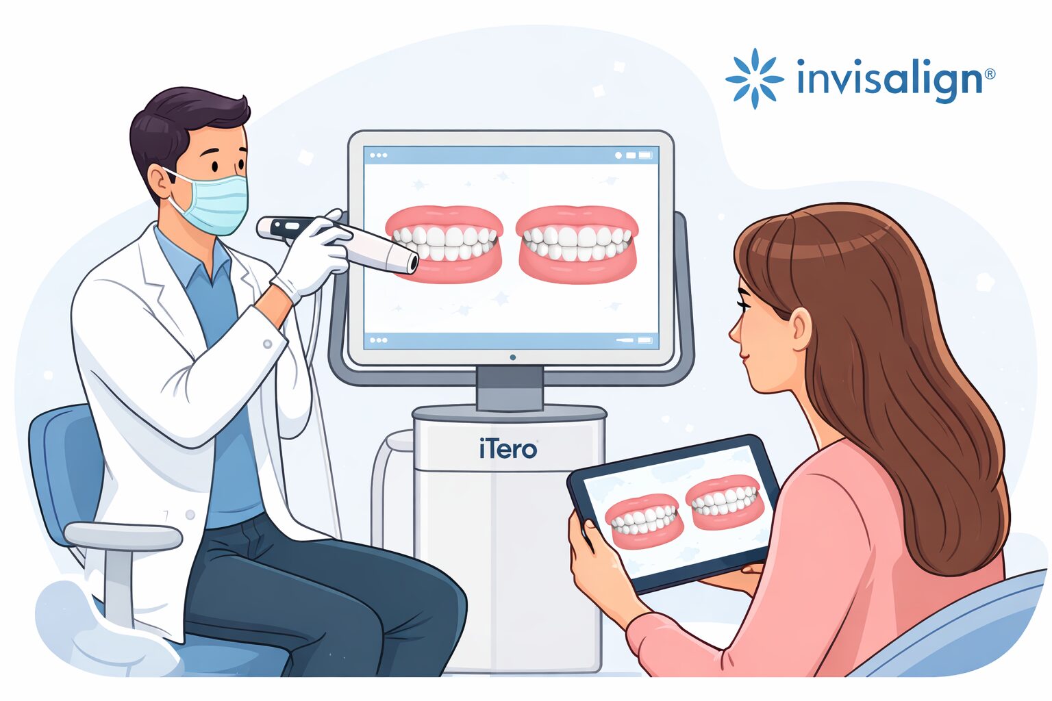Dentist using an iTero scanner to create a digital scan for an Invisalign consultation in Syosset NY